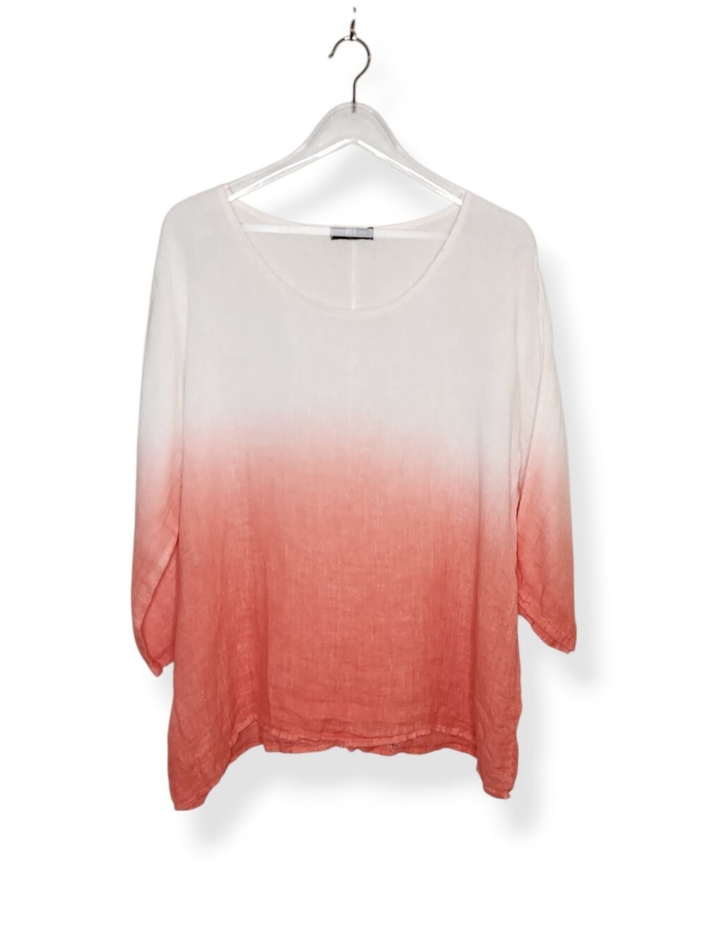 NT by Amati 100% Linen Ombre Orange White Top Women's Size Made in Italy